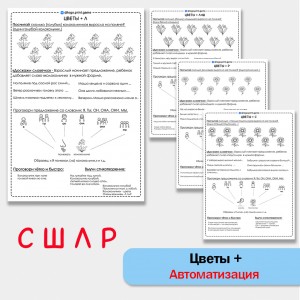 Цветы + автоматизация звуков С Ш Л Р - Чб рабочие листы.