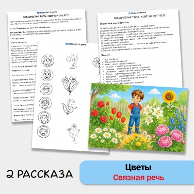 Цветы - развитие связной речи, внимания и памяти у детей 5-7 лет.