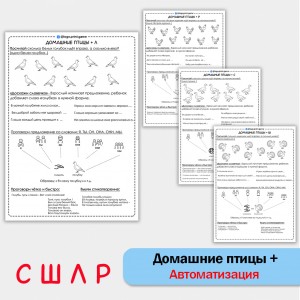 Домашние птицы) + автоматизация звуков С Ш Л Р - Чб рабочие листы.