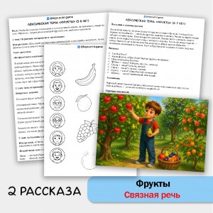 Фрукты - развитие связной речи, внимания и памяти у детей 5-7 лет. Фрукты - развитие связной речи, внимания и памяти у детей 5-7 лет.