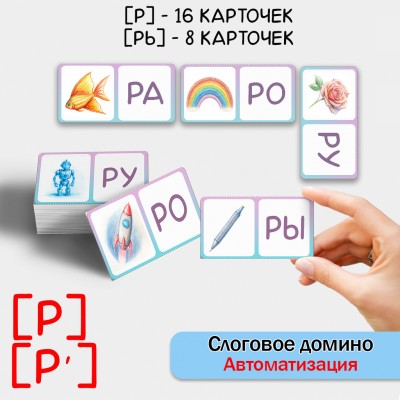 Слоговое домино - автоматизация звуков Р, Рь.