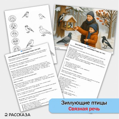 Зимующие птицы - развитие связной речи, внимания и памяти у детей 5-7 лет. Зимующие птицы - развитие связной речи, внимания и памяти у детей 5-7 лет.