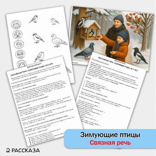 Зимующие птицы - развитие связной речи, внимания и памяти у детей 5-7 лет. Зимующие птицы - развитие связной речи, внимания и памяти у детей 5-7 лет.
